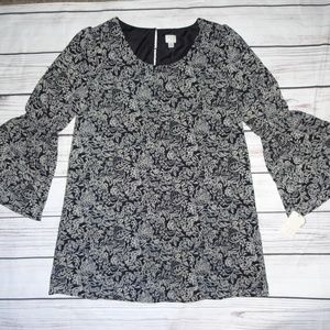 A New Day Floral Tunic Top, Bell Sleeves
